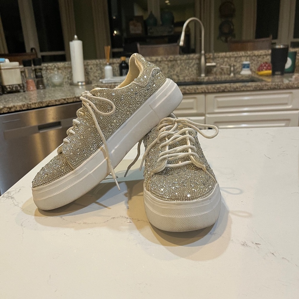 Silver rhinestone sneakers